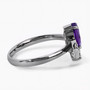 side view of amethyst and black spinel bat ring in black rhodium over sterling silver