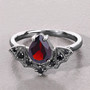 garnet and black spinel bat ring in black rhodium over sterling silver