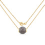 gray moonstone faceted solitaire floating bead necklace in 18k yellow gold over sterling silver