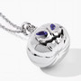 angled view of 3d pumpkin tanzanite pendant in rhodium over sterling silver