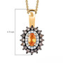 spessartine brown and white zircon double halo pendant necklace in 18k yellow gold over sterling silver