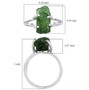 size measurements of moldavite rough solitaire ring in rhodium plated sterling silver