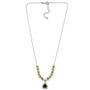 moldavite and peridot drop necklace in rhodium over sterling silver