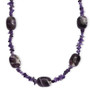 close up of dream amethyst and amethyst tumble and chip necklace in rhodium over sterling silver 18-20"