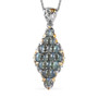 front view of cats eye alexandrite cluster pendant necklace in two-tone 18k yellow gold and rhodium over sterling silver