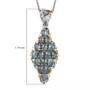 pendant size chart showing cat’s eye alexandrite cluster necklace with inch measurement