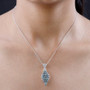 cats eye alexandrite cluster pendant necklace in two-tone 18k yellow gold and rhodium over sterling silver shown for size comparison