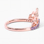 side view of chevron spider web ring with tanzanite in 18k rose gold over sterling silver