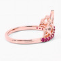 side view of chevron spider web ring with ruby in 18k rose gold over sterling silver