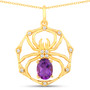 spider web pendant necklace with amethyst and white topaz in 18k yellow gold over sterling silver