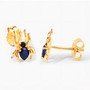 back view of spider stud earrings with sapphire and black spinel in 18k yellow gold over sterling silver