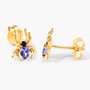 back view of spider stud earrings with tanzanite and black spinel in 18k yellow gold over sterling silver
