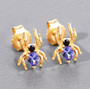 spider stud earrings with tanzanite and black spinel in 18k yellow gold over sterling silver
