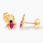 back view of spider stud earrings with ruby and black spinel in 18k yellow gold over sterling silver