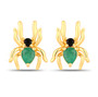 front view of emerald and black spinel spider stud earrings in 18k yellow gold over sterling silver