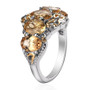 side profile of honey scapolite five-stone ring showing gemstone height and yellow gold accents