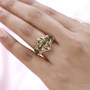 honey scapolite five stone ring in two-tone 18k yellow gold and rhodium over sterling silver shown for size comparison