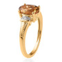 side view of honey scapolite and diamond ring in 18k yellow gold over sterling silver