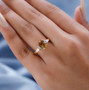 honey scapolite and diamond ring in 18k yellow gold over sterling silver shown for size comparison