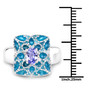 tanzanite and blue enamel statement ring in rhodium over sterling silver shown for size comparison
