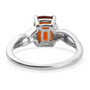 back view of orange kyanite and white zircon cushion solitaire ring in rhodium and 18k gold over sterling silver