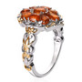 side view of orange kyanite cluster ring in two-tone 18k yellow gold and rhodium over sterling silver