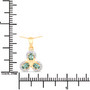 alexandrite and diamond trio cluster pendant necklace in solid 18k yellow gold shown for size comparison