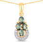 front view of alexandrite and diamond cluster drop pendant necklace in solid 18k yellow gold