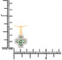 alexandrite and diamond cross cluster pendant necklace in solid 18k yellow gold shown for size comparison
