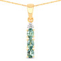 front view of alexandrite and diamond vertical bar pendant necklace in solid 18k yellow gold