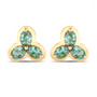 front view of alexandrite cluster stud earrings in solid 18k yellow gold