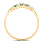 side view of alexandrite and diamond trilogy ring in solid 18k yellow gold