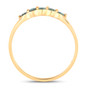 side view of alexandrite five-stone band ring in solid 18k yellow gold