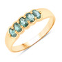 front view of alexandrite five-stone oval band ring in solid 18k yellow gold