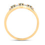 side view of alexandrite and diamond three-stone hexagon halo ring in solid 18k yellow gold