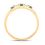 side view of alexandrite and diamond trilogy ring in solid 18k yellow gold