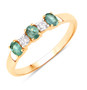 front view of alexandrite and oval diamond trilogy ring in solid 18k yellow gold