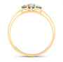 side view of alexandrite and diamond floral cluster ring in solid 18k yellow gold