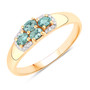 front view of alexandrite and oval diamond quad cluster ring in solid 18k yellow gold