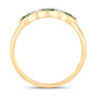 side view of alexandrite and diamond five-stone ring in solid 18k yellow gold