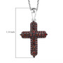 red diamond cluster cross in black and white rhodium over sterling silver shown for size comparison