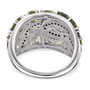 back view of green apatite and blue sapphire ring in rhodium over solid 925 sterling silver