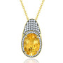 citrine and white zircon statement pendant necklace in 18k yellow gold over sterling silver