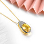 full view of citrine and white zircon statement pendant necklace in 18k yellow gold over sterling silver