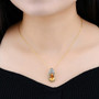 citrine and white zircon statement pendant necklace in 18k yellow gold over sterling silver