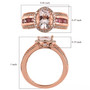morganite pink tourmaline and white zircon ring in 18k rose gold over 925 sterling silver shown for size comparison