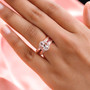 morganite pink tourmaline and white zircon ring in 18k rose gold over 925 sterling silver worn on a hand