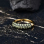 demantoid garnet cluster band ring in 18k yellow gold and black rhodium over sterling silver