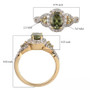 demantoid garnet oval and white zircon halo infinity shank ring in 18k yellow gold over sterling silver