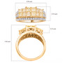 yellow and white diamond princess cluster ring in solid 14k yellow gold shown for size comparison